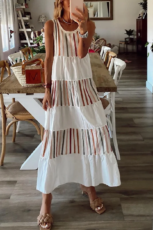 Comfort for Summer Linen Blend Stripe Relaxed Tank Midi Dress Stylish Button-Up Midi Dress Comfort for Summer Linen Blend Stripe Relaxed Tank Midi Dress Stylish Button-Up Midi Dress