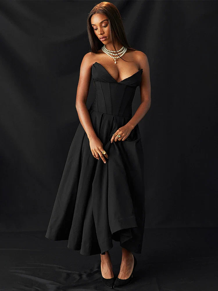 Waist Wrap Fishbone A-line Long Summer Backless Nightclub Sexy Midi Dress Trendy Midi Dress with Belt Waist Wrap Fishbone A-line Long Summer Backless Nightclub Sexy Midi Dress Trendy Midi Dress with Belt
