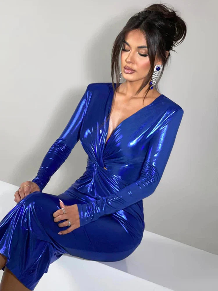 Party Sparkle Glitter Pleated Autumn Winter Elegant Long Slim Bodycon Midi Dress Stylish Cold Shoulder Midi Dress Party Sparkle Glitter Pleated Autumn Winter Elegant Long Slim Bodycon Midi Dress Stylish Cold Shoulder Midi Dress