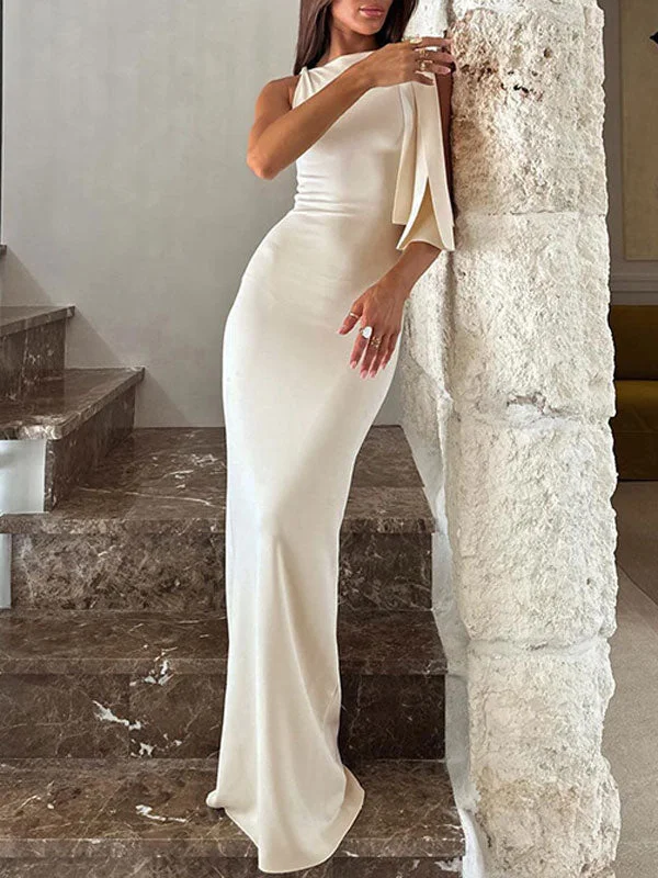 Crew Neck Sleeveless Long Maxi Dress Classic Strapless Maxi Dress