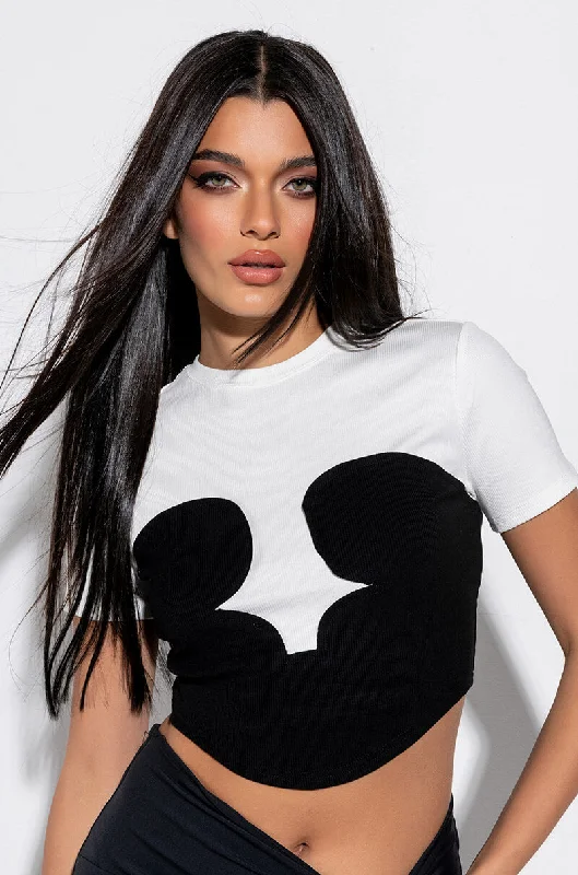 DAPHNE COLORBLOCK CREW NECK TSHIRT Casual Short Sleeve Top