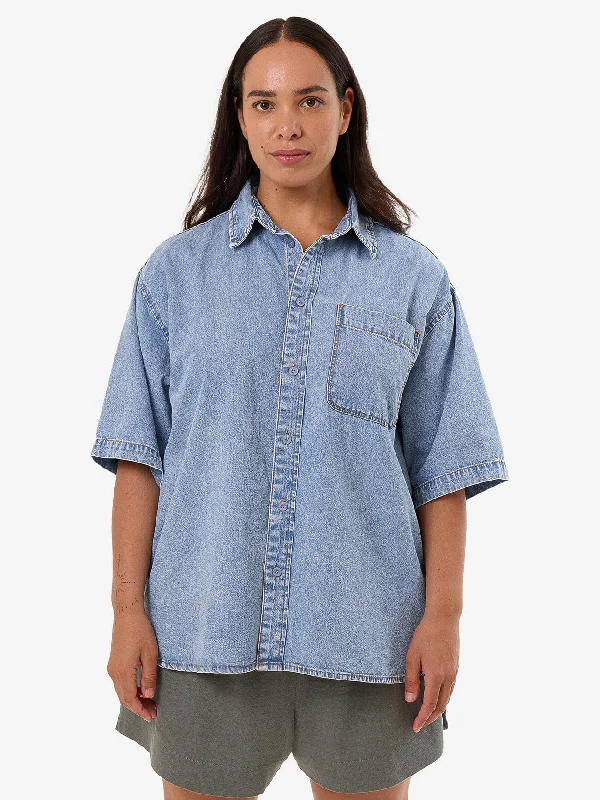 Darian Denim Shirt - Tempest Blue Relaxed Button-Down Short Shirt