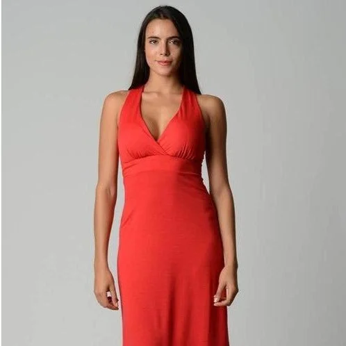 Girls Halter Maxi Dress with Cross Back Straps Trendy Button Front Maxi Dress