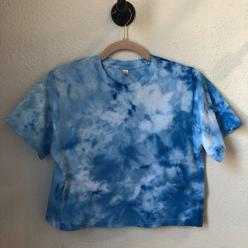 Dyed Boxy Cropped Tee  - Blue Sky