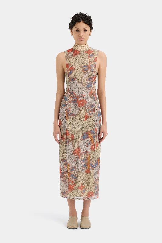 Electra Rib Neck Midi Dress Stylish Vintage Midi Dress