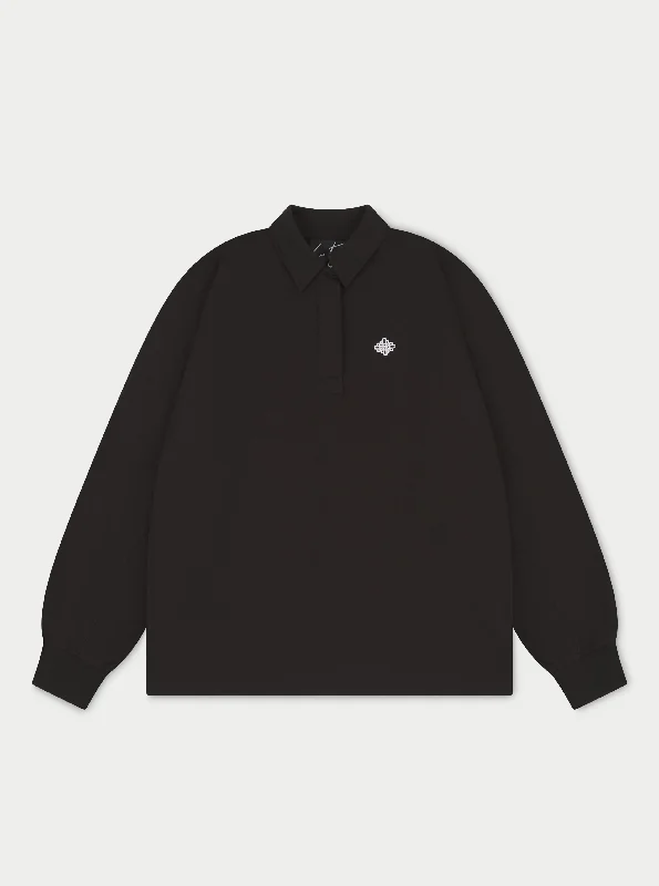 EMBLEM POLO SHIRT - BLACK Trendy Floral Print Tee