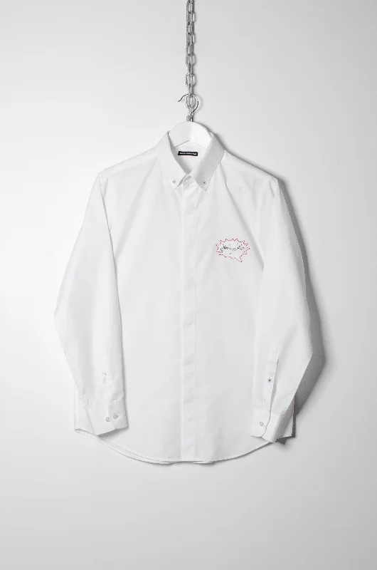 Embroidered Motif Shirt Comfortable Fitted Short Sleeve