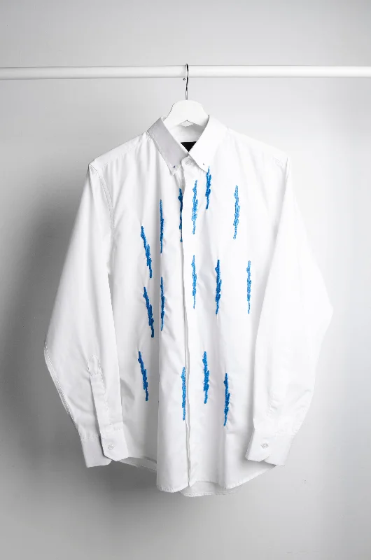 Embroidered White Shirt Comfortable Fit Short Shirt