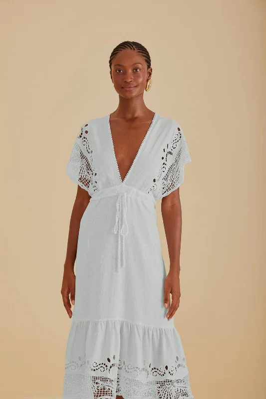Off-White Embroidered Guipure Euroflax™ Premium Linen Midi Dress Comfortable Geometric Print Midi Dress Off-White Embroidered Guipure Euroflax™ Premium Linen Midi Dress Comfortable Geometric Print Midi Dress