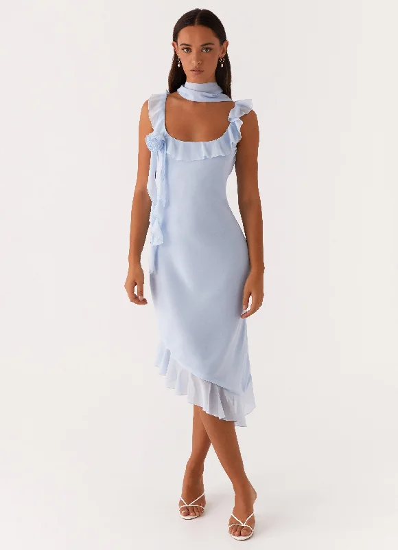 Fariday Midi Dress - Blue Chic Bohemian Midi Dress