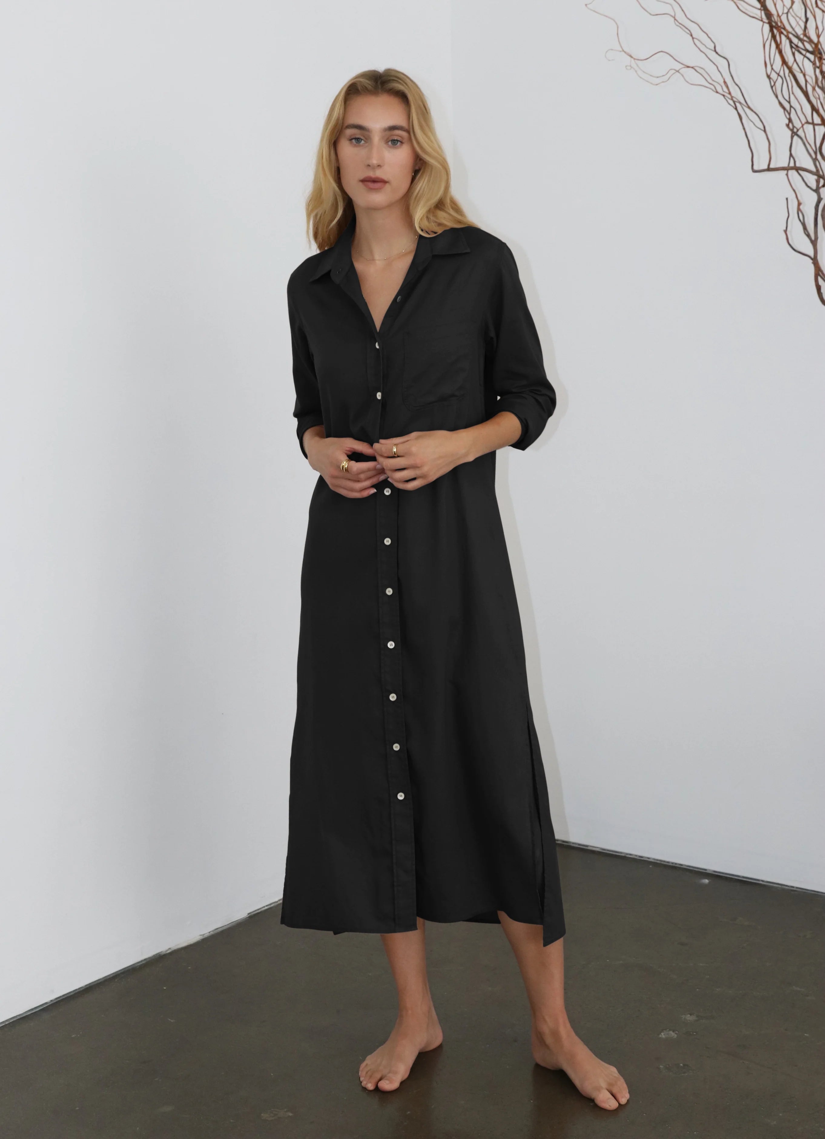 Felicite Cotton Twill BF Maxi Dress Stylish Button-Up Maxi Dress
