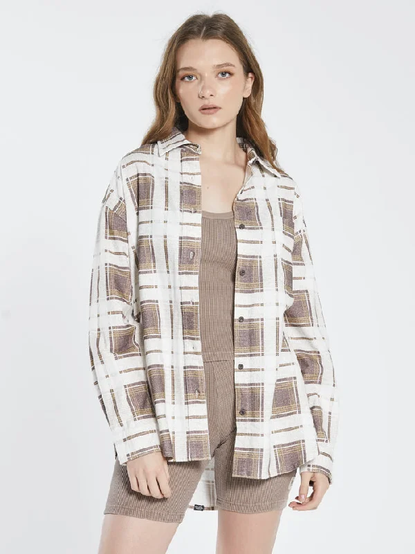 Fire Rose Oversized Flannel Shirt - Plum Trendy Print Short Sleeve