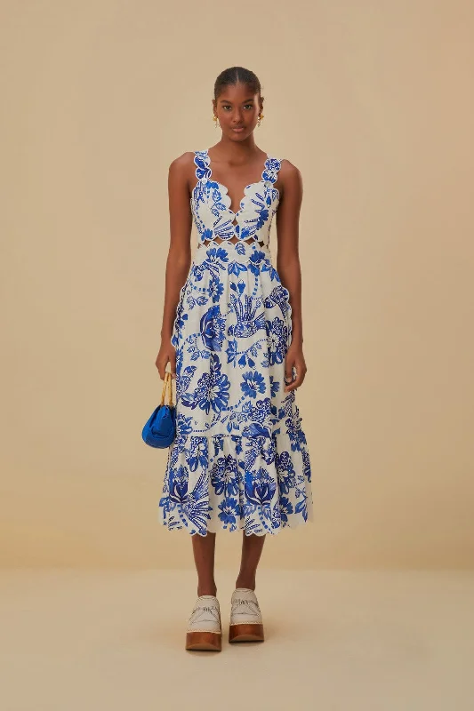Off-White Flowerful Birds Lenzing™ Ecovero™ Euroflax™ Midi Dress Elegant Pleated Sleeve Midi Dress Off-White Flowerful Birds Lenzing™ Ecovero™ Euroflax™ Midi Dress Elegant Pleated Sleeve Midi Dress