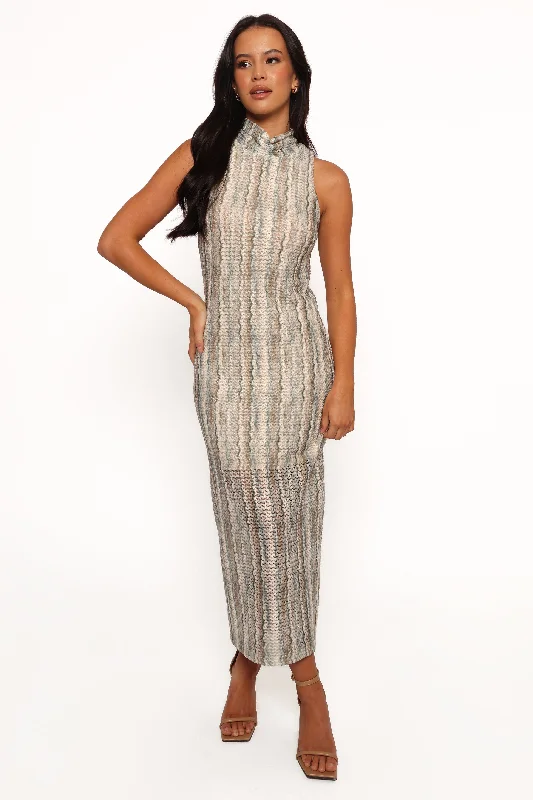 Gabie Midi Dress - Olive Stylish Vintage Midi Dress