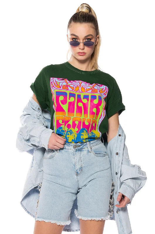 GREEN PINK FLOYD PIGMENT DYED TSHIRT Classic Cropped Short Sleeve