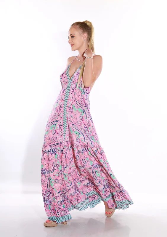 Happy Spaghetti maxi dress- Blush Stylish Button-Up Maxi Dress