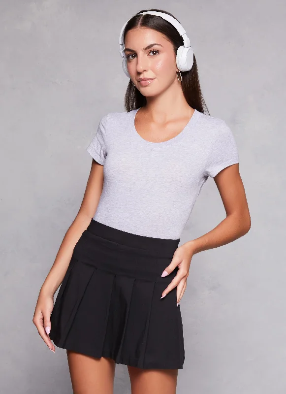 Basic Crew Neck T Shirt Trendy Short Sleeve Blouse