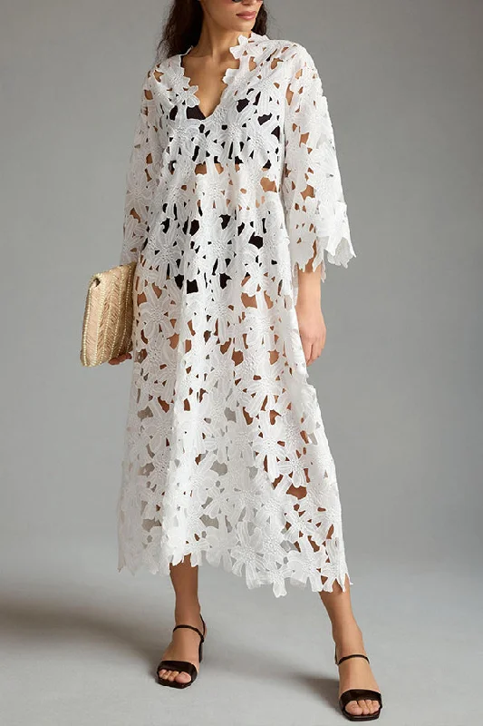 I Belong Here Floral Eyelet Lace Cover Up Beach Midi Dress Chic Lace Detail Midi Dress I Belong Here Floral Eyelet Lace Cover Up Beach Midi Dress Chic Lace Detail Midi Dress