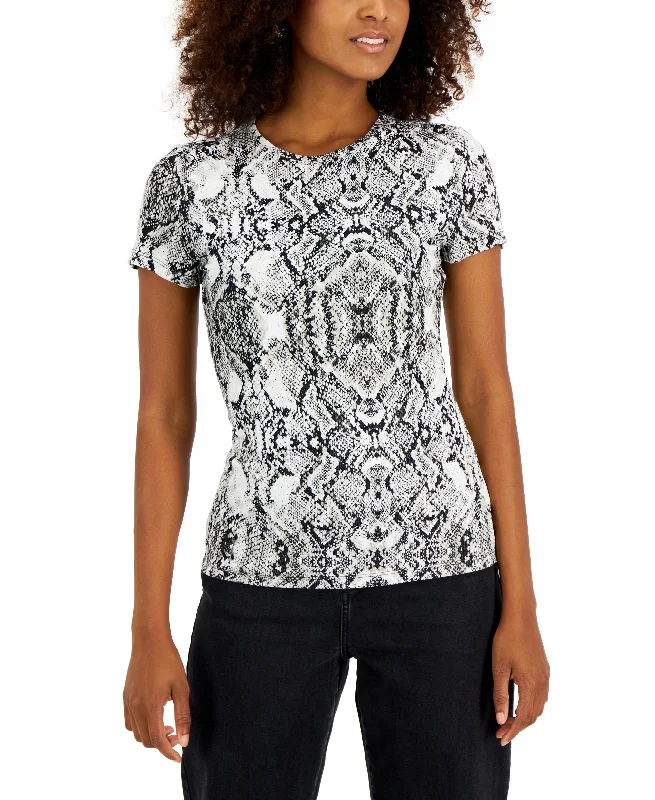 INC International Concepts Womens Snakeskin Print Knit T-Shirt