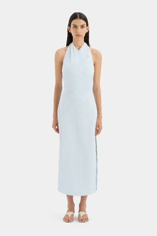 Iris Halter Midi Dress Trendy Flared Sleeve Midi Dress