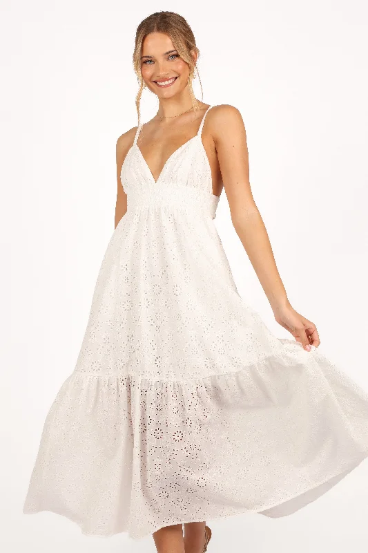 Ivannah Midi Dress - Ivory Chic Floral Print Midi Dress