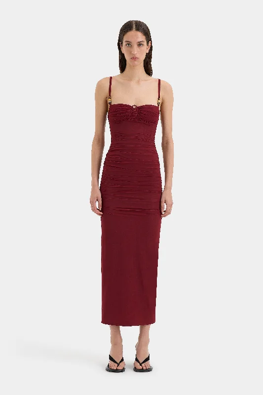 Jacques Beaded Midi Dress Cozy Ribbed Knit Midi Dress