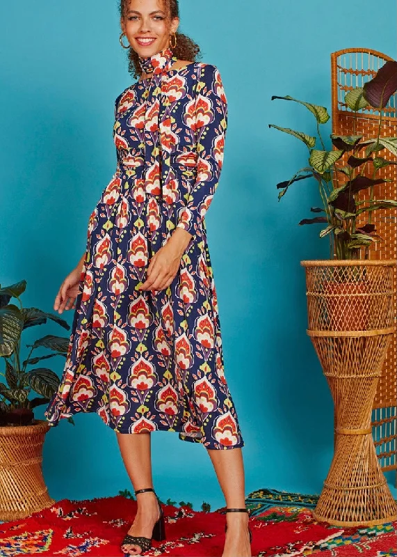 Joni Midi Dress - Vega Red Stylish Wraparound Midi Dress