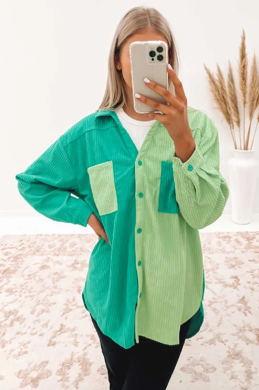 Katarina Shirt Green Fashionable Draped Short Sleeve