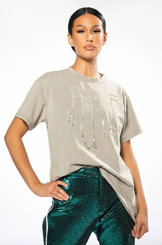 KEEP EM GUESSING RHINESTONE EMBELLISHED TSHIRT Comfortable Short Sleeve Tee