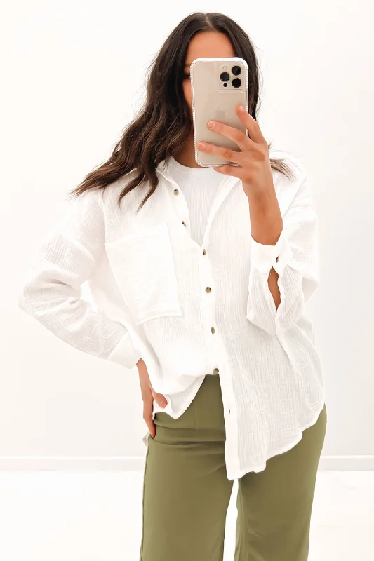 Kippa Shirt White Stylish Crew Neck Shirt
