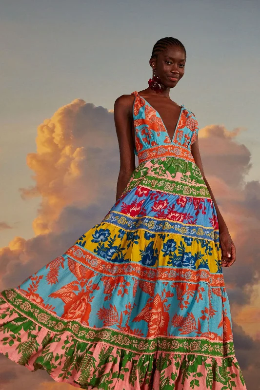 Mixed Lace Garden Midi Dress Chic Bohemian Midi Dress