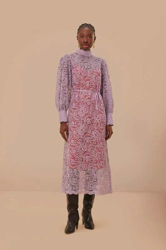 Lilac Lace Midi Dress Elegant Velvet Midi Dress
