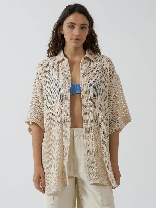 Lattice Shirt - Unbleached Classic Short Sleeve Tunic