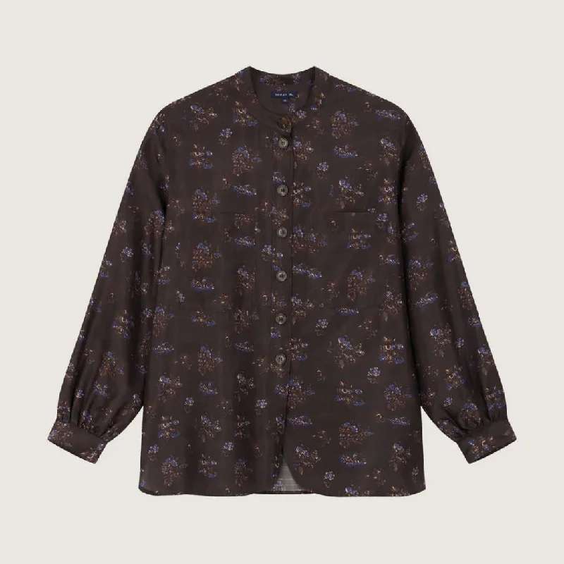 Laure Shirt (Plum Print) Trendy Summer Short Sleeve