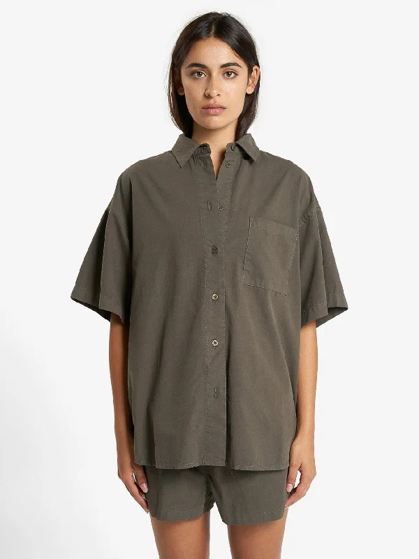 Leighton Short Sleeve Shirt - Tarmac Relaxed Cotton Short Shirt