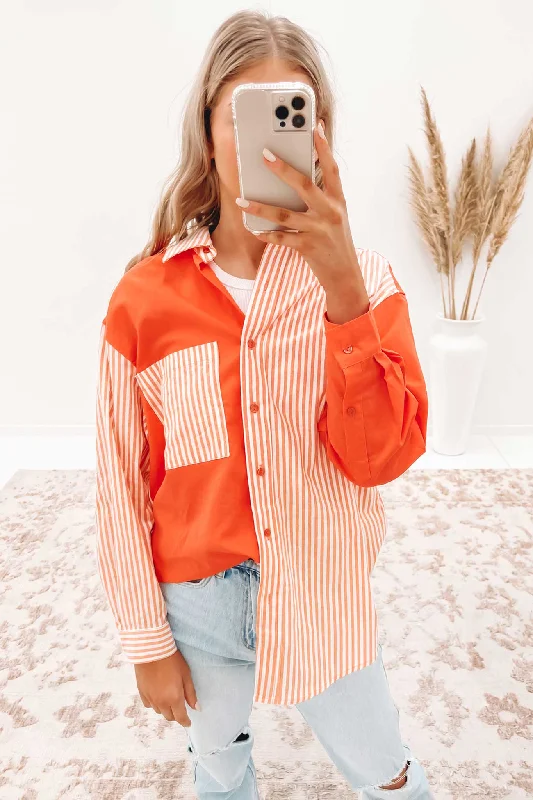 Lorie Shirt Orange Modern Casual Short Sleeve