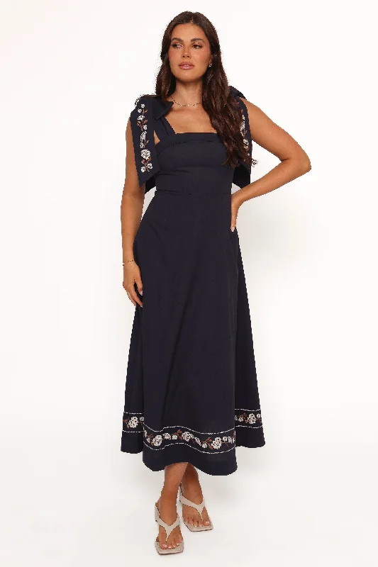 Marcella Midi Dress - Navy Comfortable Empire Waist Midi Dress