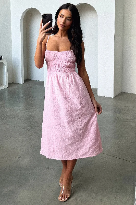 Mik Midi Dress - Pink Stylish Satin Midi Dress
