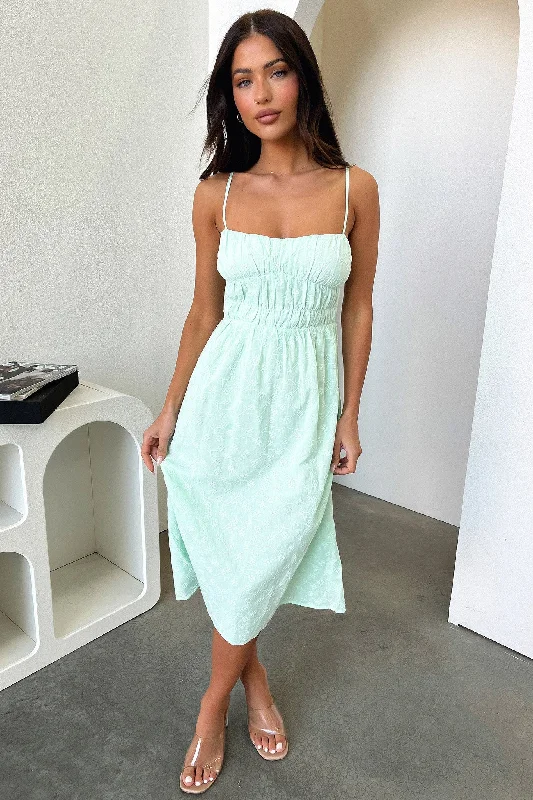 Mik Midi Dress - Sage Trendy Knit Midi Dress