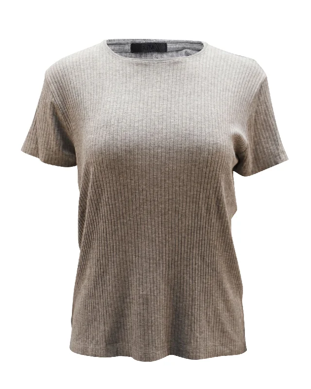 ATM Anthony Thomas Melillo Ribbed T-Shirt in Grey Modal