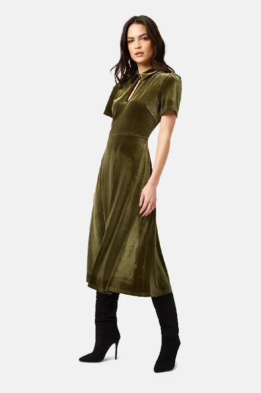 Never Say Goodbye Peep Midi Dress Elegant Satin Midi Dress