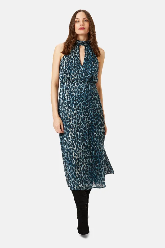 New York Dolls Halter Midi Dress Stylish Animal Print Midi Dress