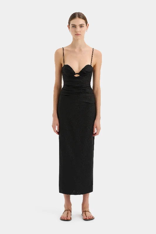 Noemi Balconette Midi Dress Classic Black Midi Dress
