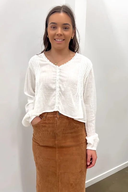 Paloma Shirt Vintage White Elegant Draped Short Sleeve