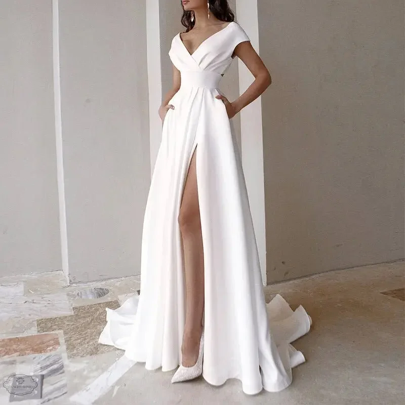 Stunning White Open Leg Maxi Dress Stylish Boho Maxi Dress
