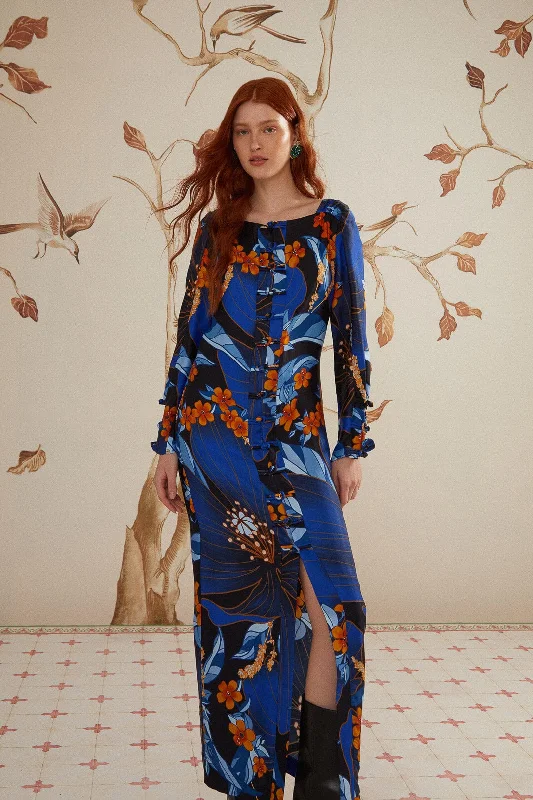 Black Pietra Floral LENZING™ ECOVERO™ Viscose Midi Dress Elegant Satin Slip Midi Dress Black Pietra Floral LENZING™ ECOVERO™ Viscose Midi Dress Elegant Satin Slip Midi Dress