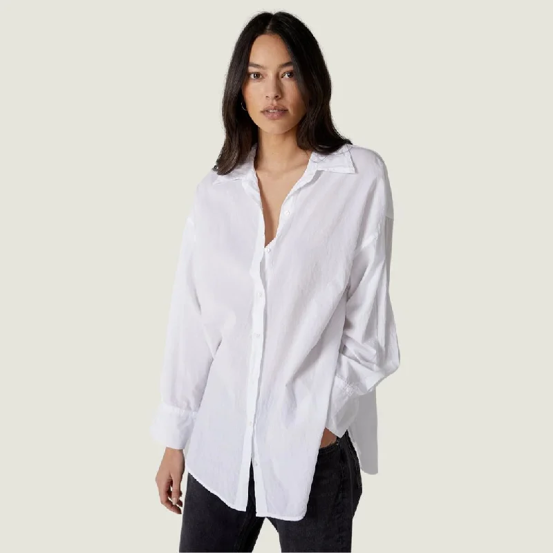 Redondo Button Up Shirt (White) Elegant Lace-Trimmed Short Shirt