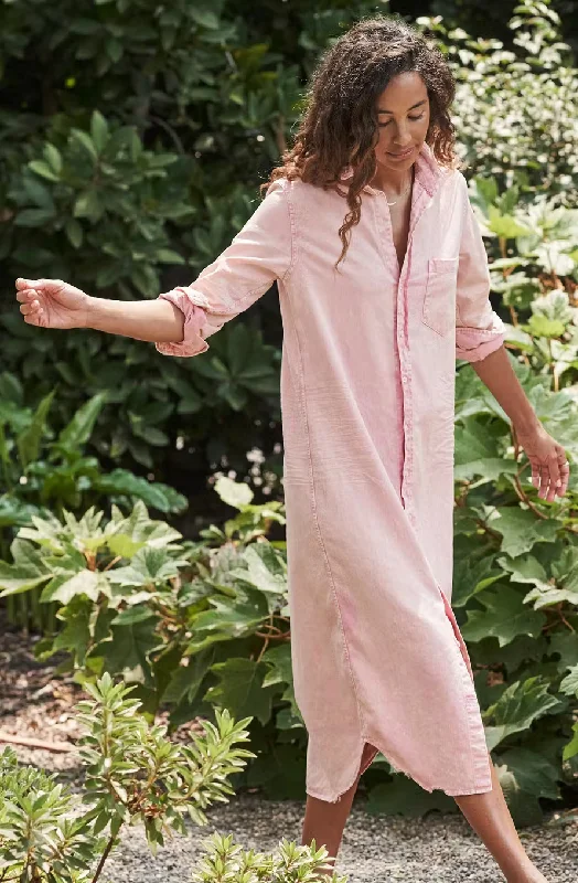 RORY Famous Denim Maxi Dress in Light Pink Mineral Wash Classic A-Line Maxi Dress