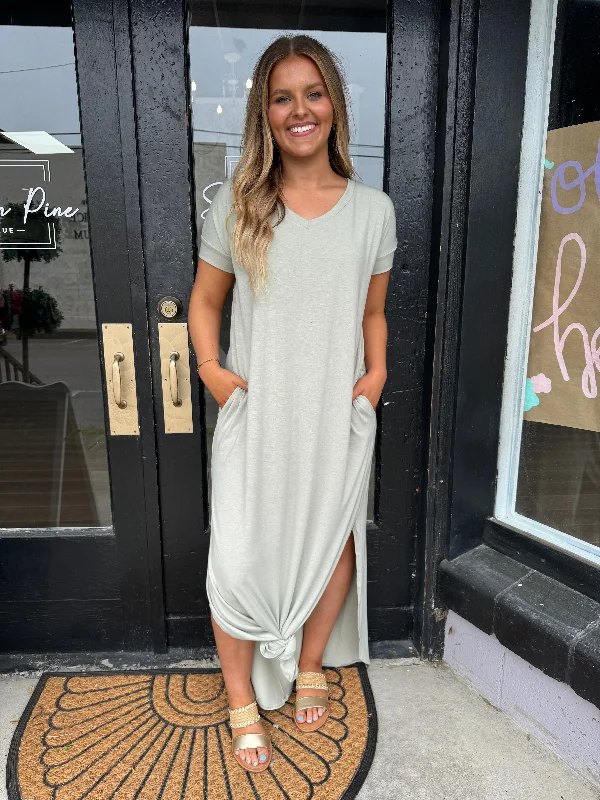 Sage maxi dress Stylish Longline Maxi Dress