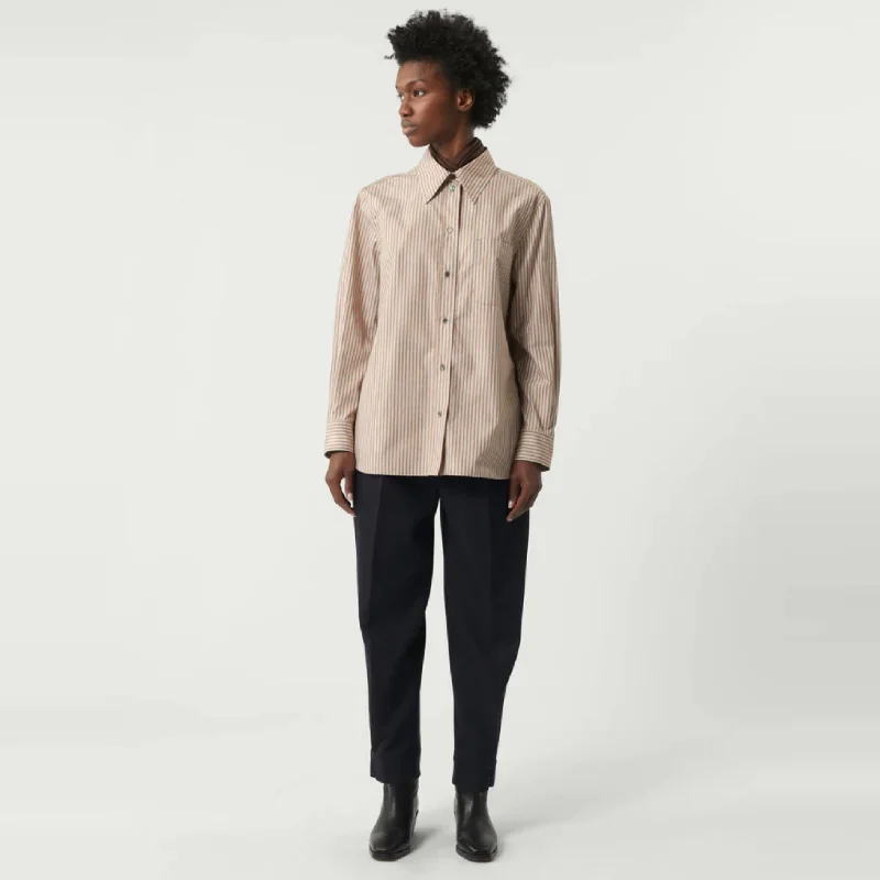 Saphir Shirt (Caramel/Ecru) Relaxed Fit Short Blouse